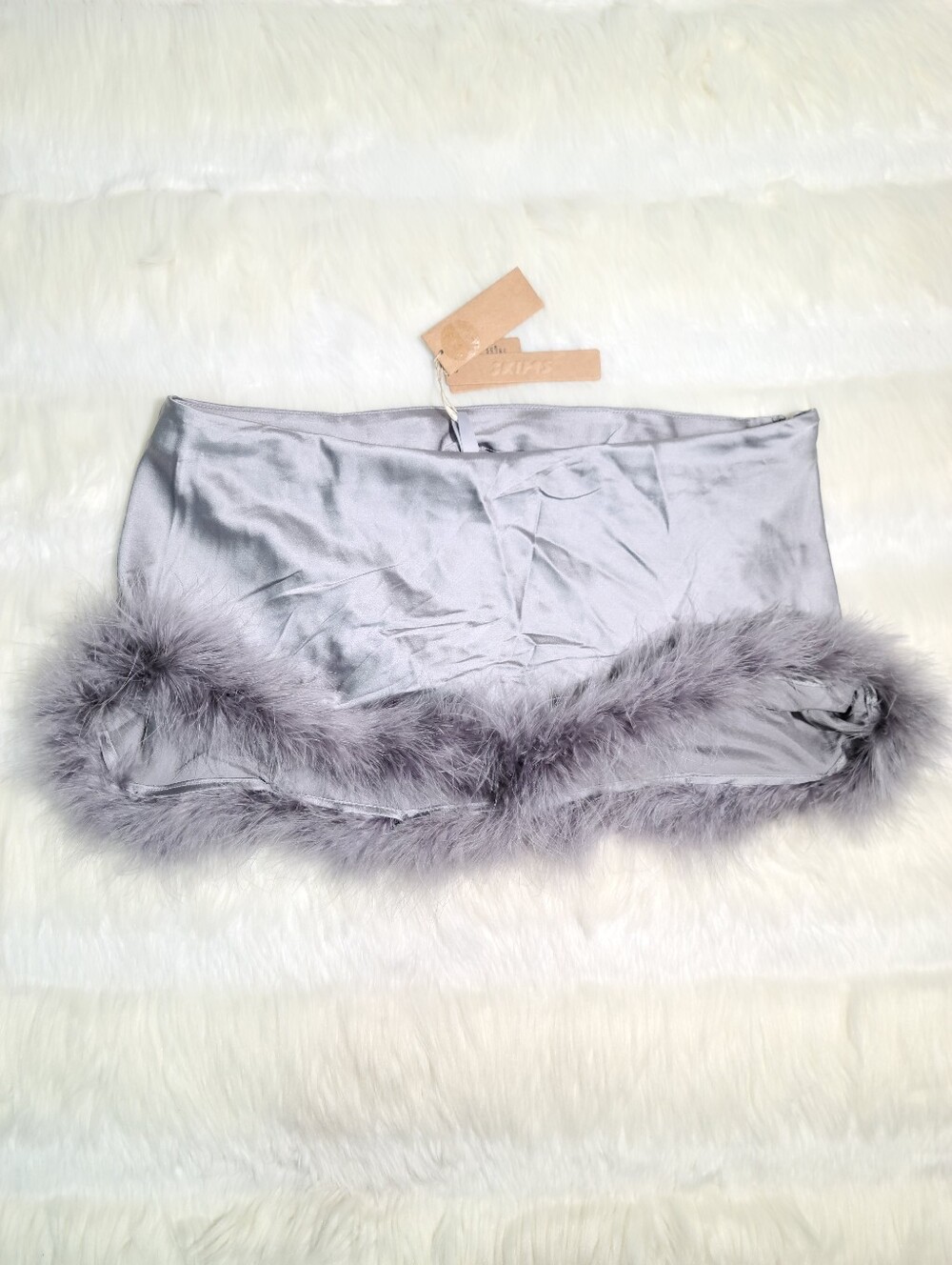 SKIMS Silk Feather Low Rise Mini Skirt Mirror Women Small NEW